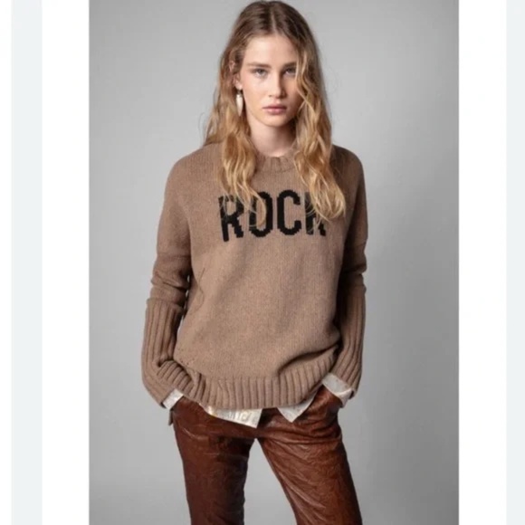 Zadig & Voltaire Sweaters - Zadig & Voltaire Malta Brown Merino Wool Rock Sweater size Small
